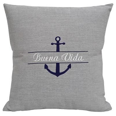 Personalized Nautical Anchor Pillow Gray - Unique Coastal Decor | Nantucket Bound