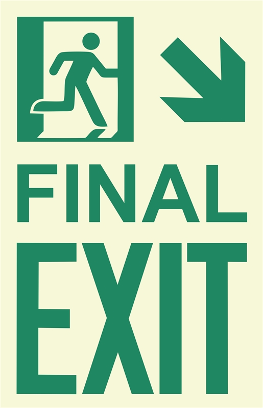 Photoluminescent Running Man Final Exit Sign, Bottom Right Arrow