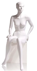 Seated Female Mannequin in White from www.zingdisplay.com