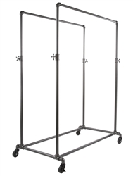 Adjustable Double Bar Ballet Rack in Anthracite Grey- Pipe Collection from www.zingdisplay.com