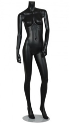 Female Mannequin Matte Black Headless Changeable Heads - Left Leg Bent