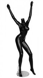 Matte Black Headless Female Mannequin with Arms Up