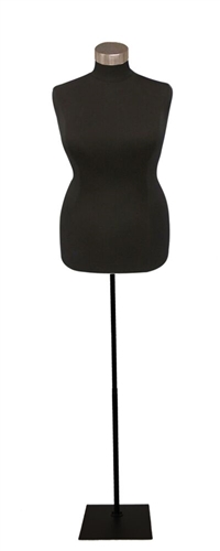Plus Size Black Jersey Dress Form with base