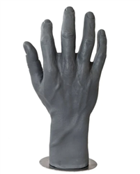 Grey Male Hyper-Realistic Display Hand with Magnetic Base - Right Hand