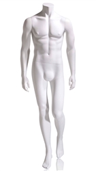 Headless male mannequin in white