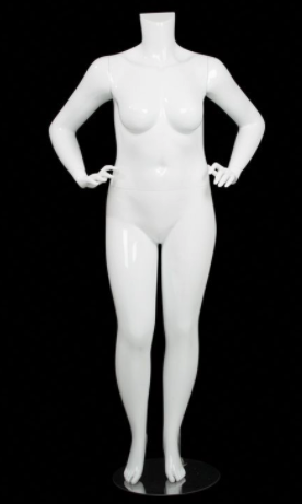 Glossy White Female Plus Size 16 Mannequin - Hands on Hips