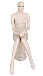 4'3" Realistic Fleshtone Mannequin in a Sitting Position with Adjustable Arms from ZingDisplay.com