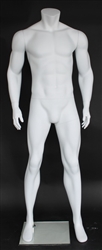 Matte White Male Headless Mannequin Athletic Stance
