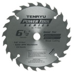 Tenryu PT-16524 6-1/2" Carbide Tipped Saw Blade ( 24 Tooth ATB Grind - 5/8"Ko Arbor - 0.079 Kerf)
