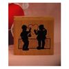 Shadow Boy and Girl with Heart Art Rubber Stamp