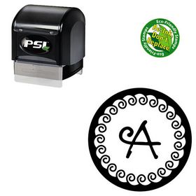 PSI Pre-Inked Curly Q Personalized Round Monogram Stamp