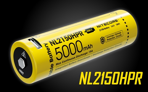NITECORE NL2150HPR 21700 5000mAh USB-C Rechargeable Li-ion Battery