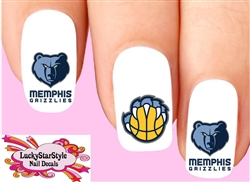 Memphis Grizzlies  Basketball Assorted Set of 20 Waterslide Nail Decals