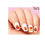 Valentines Teddy Bear with Hearts Assorted Set of 20 Waterslide Nail Decals