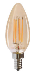 Keystone LED Filament B11 Lamp | 5.5W, E12 Base, 2200K, Straight-Tip | KT-LED5.5FB11-E12-822-A
