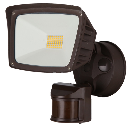 WestGate LED Security Light | 28W, 3000K, Bronze Finish, PIR Sensor | SL-28W-30K-BZ-P