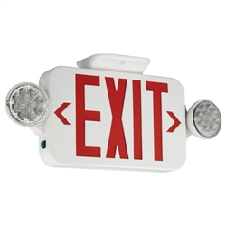 Compass Lighting CCR LED White Thermoplastic Combination Exit/Emergency Light, 120V-277V, Universal Single or Double-Face, Red Letters