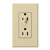 Lutron NTR-15-HDTR-IV Nova T 15A 120/125V Tamper Resistant Duplex Receptacle with Top Half Dimming in Ivory, Matte Finish