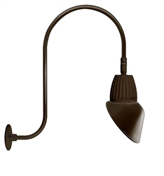 RAB GN3LED26NAC11BWN 26W LED Gooseneck Cone Shade with Upcurve 30" High, 25" from Wall Goose Arm, 4000K Color Temperature (Neutral), Flood Reflector, 11" Angled Cone Shade, Brown Finish