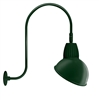 RAB GN3LED26YRADG 26W LED Gooseneck Dome Shade with Upcurve 30" High, 25" from Wall Goose Arm, 3000K (Warm), Rectangular Reflector, 15" Angled Dome Shade, Hunter Green Finish