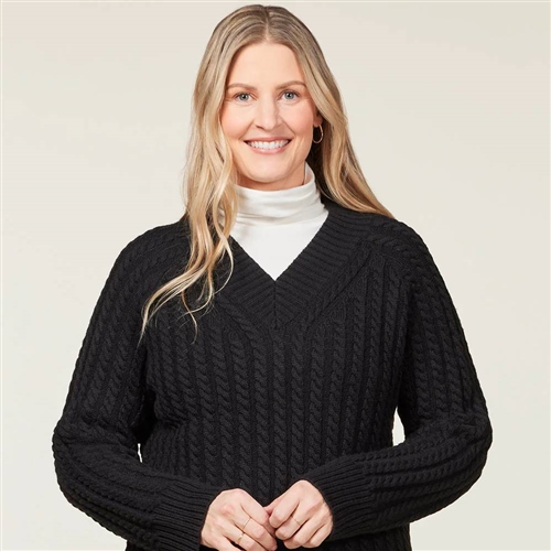 Brittany Cable Knit V-Neck Sweater