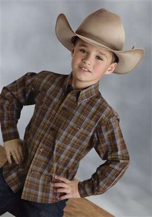Amarillo Boys Brown Long Sleeve Western Shirt