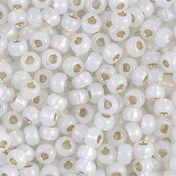 6RR551 Gilt Lined White Opal Miyuki Seed Beads - 10 Grams