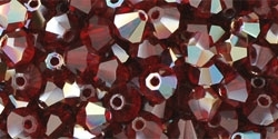 Preciosa Machine Cut 4mm Bicone Crystals : CZBC4-Z9009 - AB Ruby - Celsian - 25 count