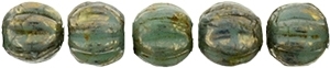 CZM3-BT6313 - Melon Round 3mm : Turquoise - Bronze Picasso - 25 Count