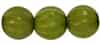CZM8-GM53420 - Melon Round 8mm : Opaque Olive - Marbled Gold - 25 Beads