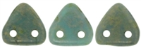CzechMates Two Hole Trangles 6mm: CZT-CT6313 - Turquoise - Copper Picasso