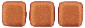 Two Hole Tile 6mm Matte Metallic Copper 25 Bead Strand
