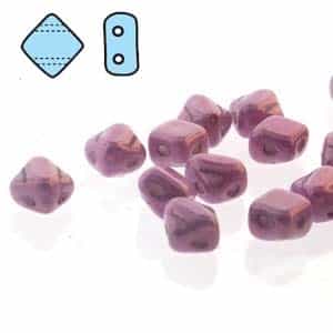 Czech Silky 2-Hole Beads "Mini" 5x5mm - MiniCZS-02010-14494 - Lilac Luster - 40 Bead Strand