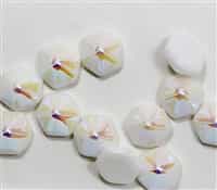 12mm Pyramid Hex Two Hole Beads - PYH12-02020-28701 - White AB - 1 Bead