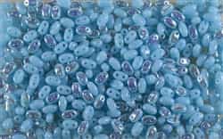 SUPERDUO BEADS 2.5x5mm 8 Grams OPAQUE BLUE TURQUOISE AB