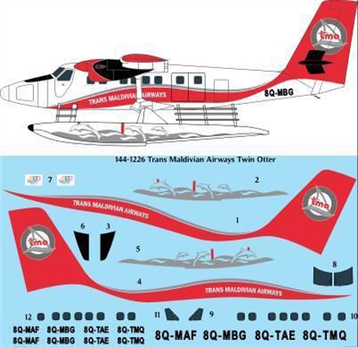1:144 Trans Maldivian DHC-6 Twin Otter on floats