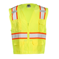 Kishigo Yellow Class 2 Safety Vests | Solid Front w/ Mesh Back