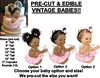 PRE-CUT Pink Tutu Sitting Baby EDIBLE Cake Topper Image Cupcakes Afro Puffs Baby