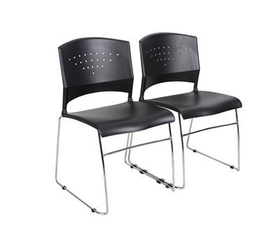 Boss Black Stack Chair With Chrome Frame 4 Pcs Pack