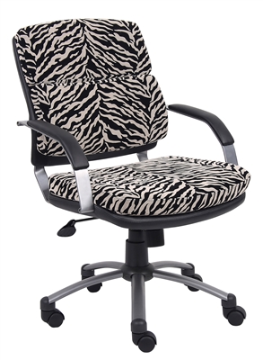Boss Zebra Microfiber Mid Back Padded Arm Chair