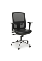 ERGONOMIC MESH BACK CHAIR WITH BONDED LEATHER SEAT, BLACK WITH CHROME