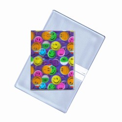 Lenticular business card holder with multi colored smiley faces, depth