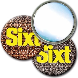 Lenticular mirror with snakeskin print, color changing effect 3" diameter