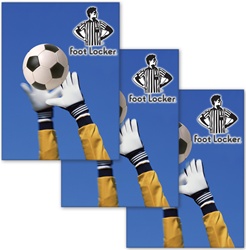 Lenticular sticker with custom design, Foot Locker, soccer football goalie grabs the ball with his white gloves, animation