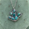 Prickly Pear Cactus Pendant with Sterling Blossoms -- 7 stones