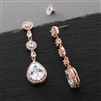 Best-Selling Rose Gold Pear-Shaped Drop Bridal Earrings with Pave CZ<br>400E-RG