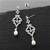 Vintage CZ Scroll Earrings with Freshwater Pearl<br>409E