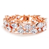 Rose Gold 6 1/2" Petite Length CZ Pears Bridal Statement Bracelet<br>4128B-RG-6