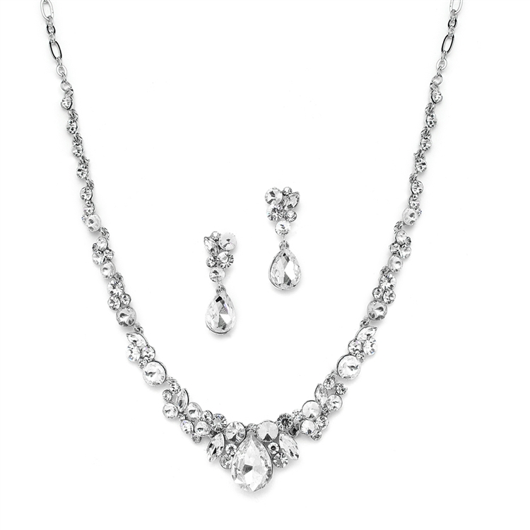 Regal Crystal Bridal or Prom Necklace & Earrings Set<br>4192S-CR