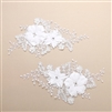 Luxurious Embroidered White Bridal Lace Applique with Dimensional Flowers<br>4403LA-W
